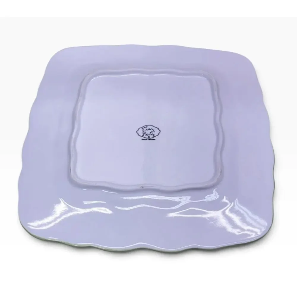 Tracy Porter Evelyn Collection 11.75 in Garden Motif Ceramic Square Plate